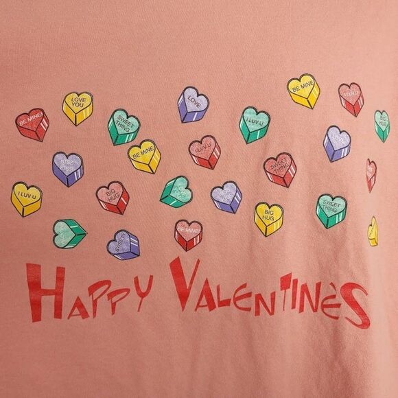 Happy Valentines T Shirt Vintage 90s Conversation Hearts Sweethearts Candy Mens - Picture 2 of 5